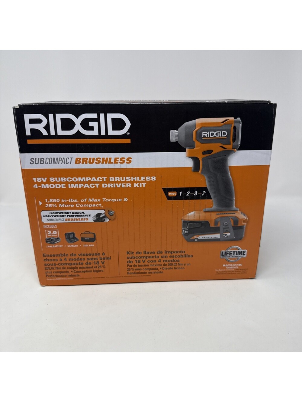 Ridgid *New In Box* SubCompact Brushless 18V 4Mode IMPACT DRIVER KIT R872311k